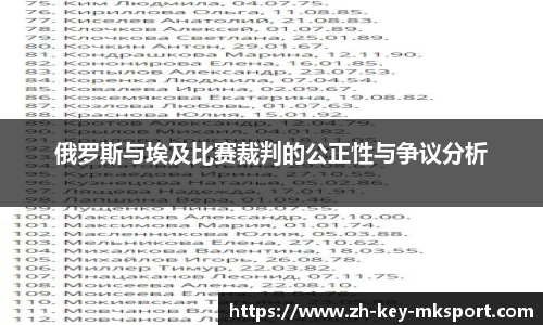 俄罗斯与埃及比赛裁判的公正性与争议分析